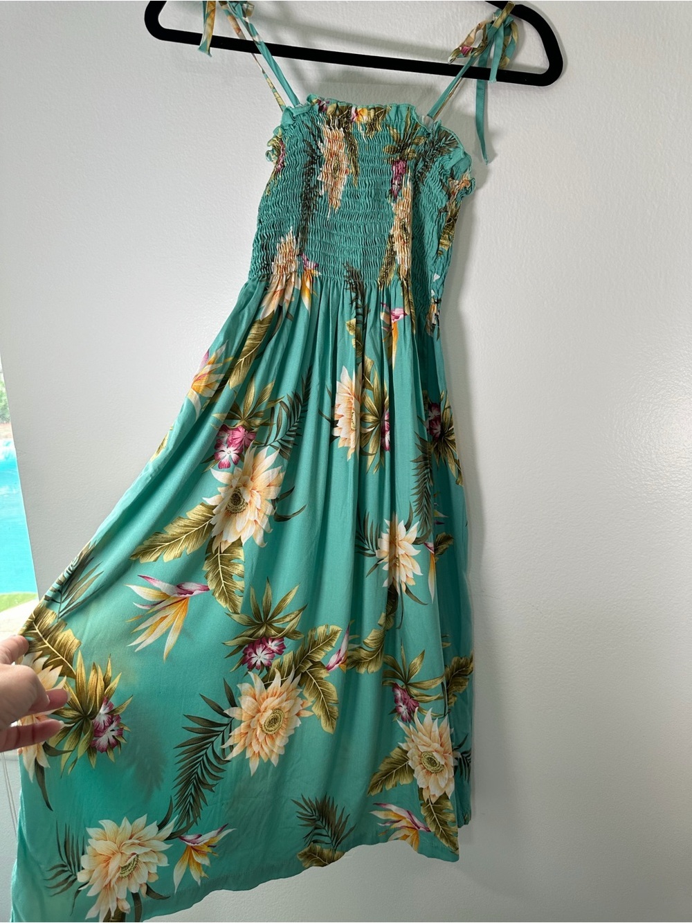 Two Palms Hawaii Tropical Floral Smocked Maxi Dress One Size